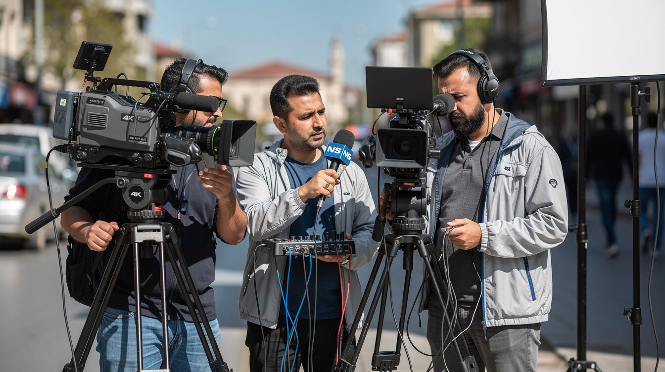 Outside broadcast camera crew at work